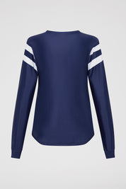 back view of navy Perfect 10 UPF50+ rash vest made in Australia