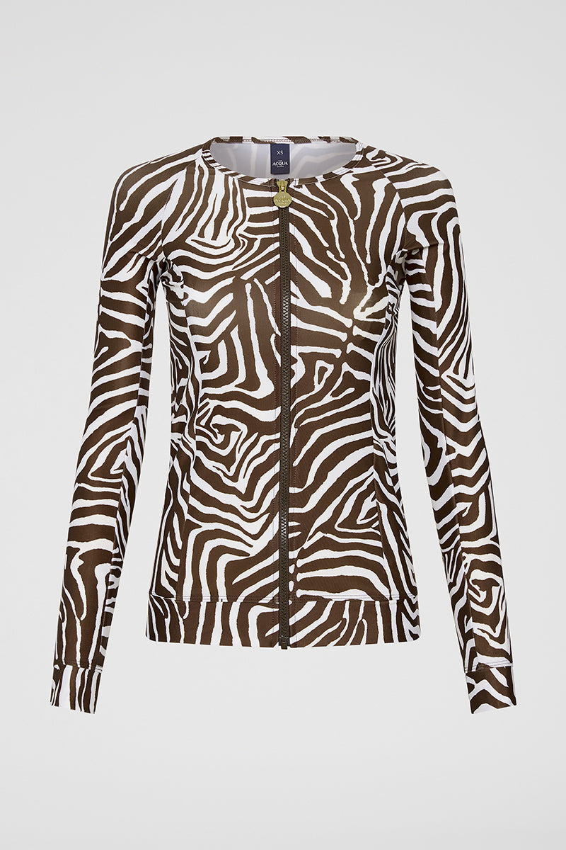 Zip Long Sleeve Rashguard - Zebra
