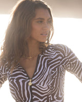 SALE - Zip Short Sleeve Rashguard - Zebra