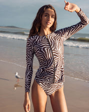 Zip Long Sleeve Rashguard - Zebra