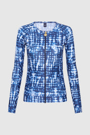 Zip Long Sleeve Rashguard - Indigo Tie Dye