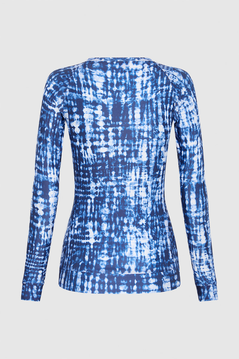 Zip Long Sleeve Rashguard - Indigo Tie Dye