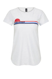 À La Plage grey marle rash guard flat lay showing retro print and UPF50+ fabric