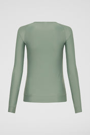Back view of Khaki Zip Long Sleeve UPF50+ rash vest displaying full coverage design