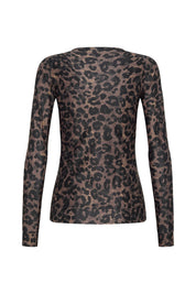Back view of the ACQUA leopard print zip long sleeve UPF50+ rash vest.